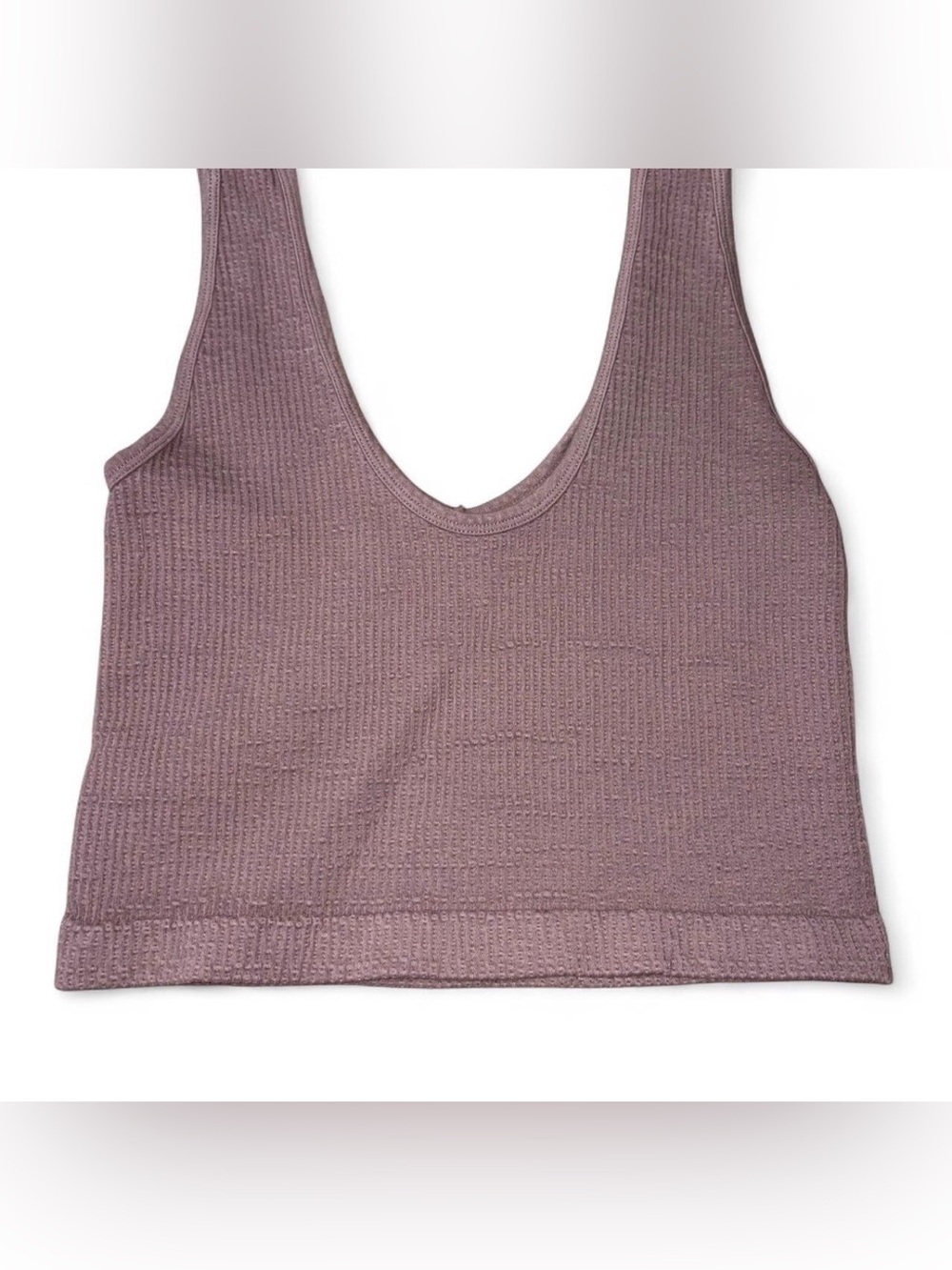 Ribbed Scoop Neck Cropped Tank - Mauve